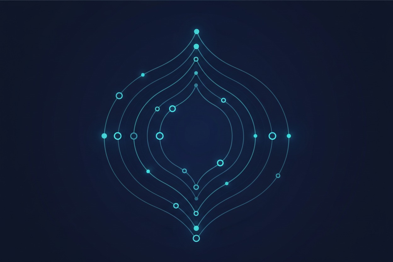 Abstract illustration of a glowing interconnected network representing online privacy and anonymity